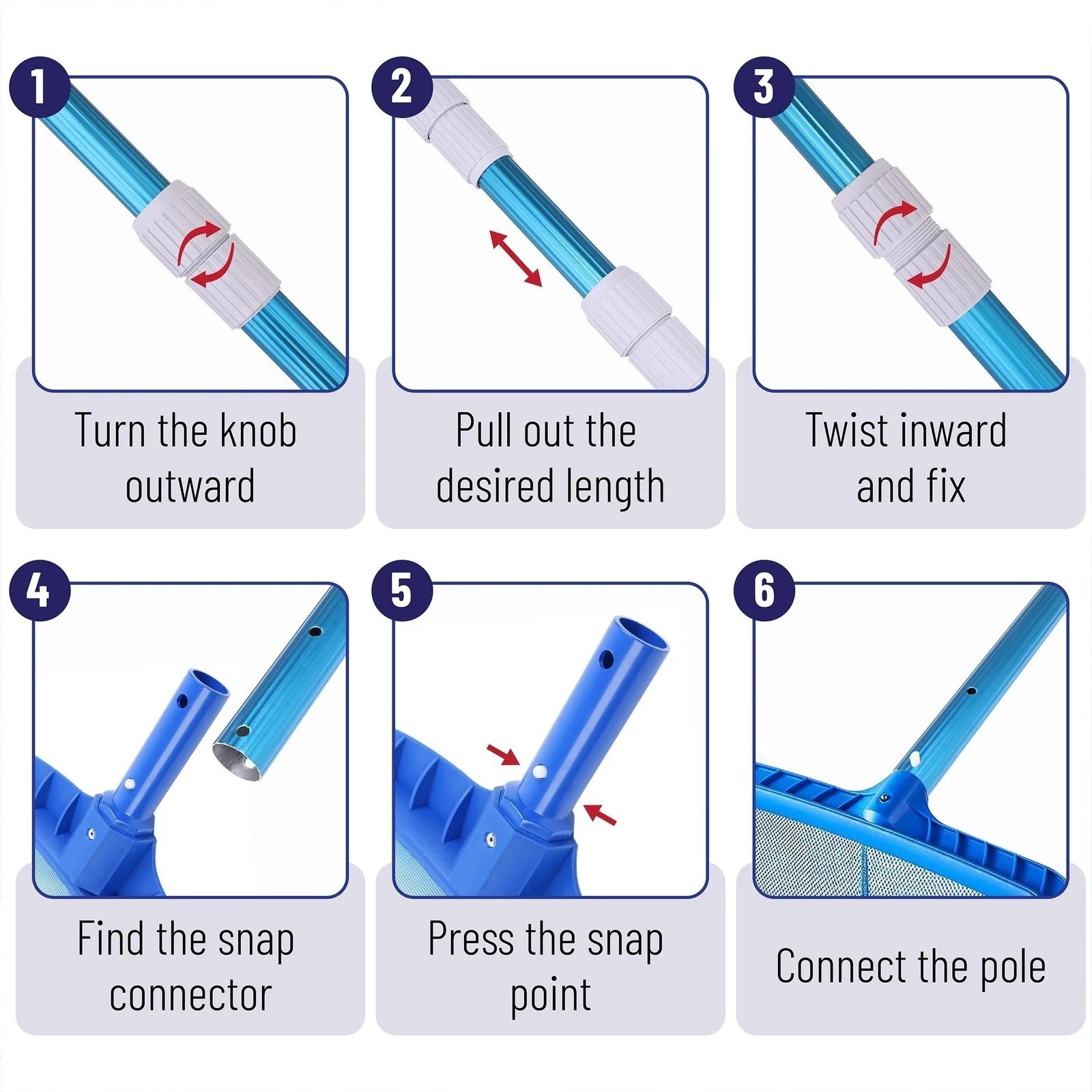 12 Ft Telescopic Pool Cleaning Pole Adjustable 3 Piece Expandable