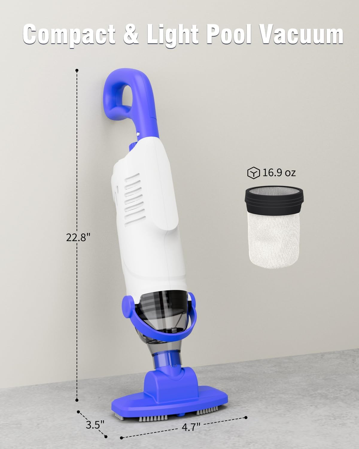 (2026 Upgrade) Little Shark Cordless Pool Vacuum, 60W Motor, 18 GPM Strong Sucti