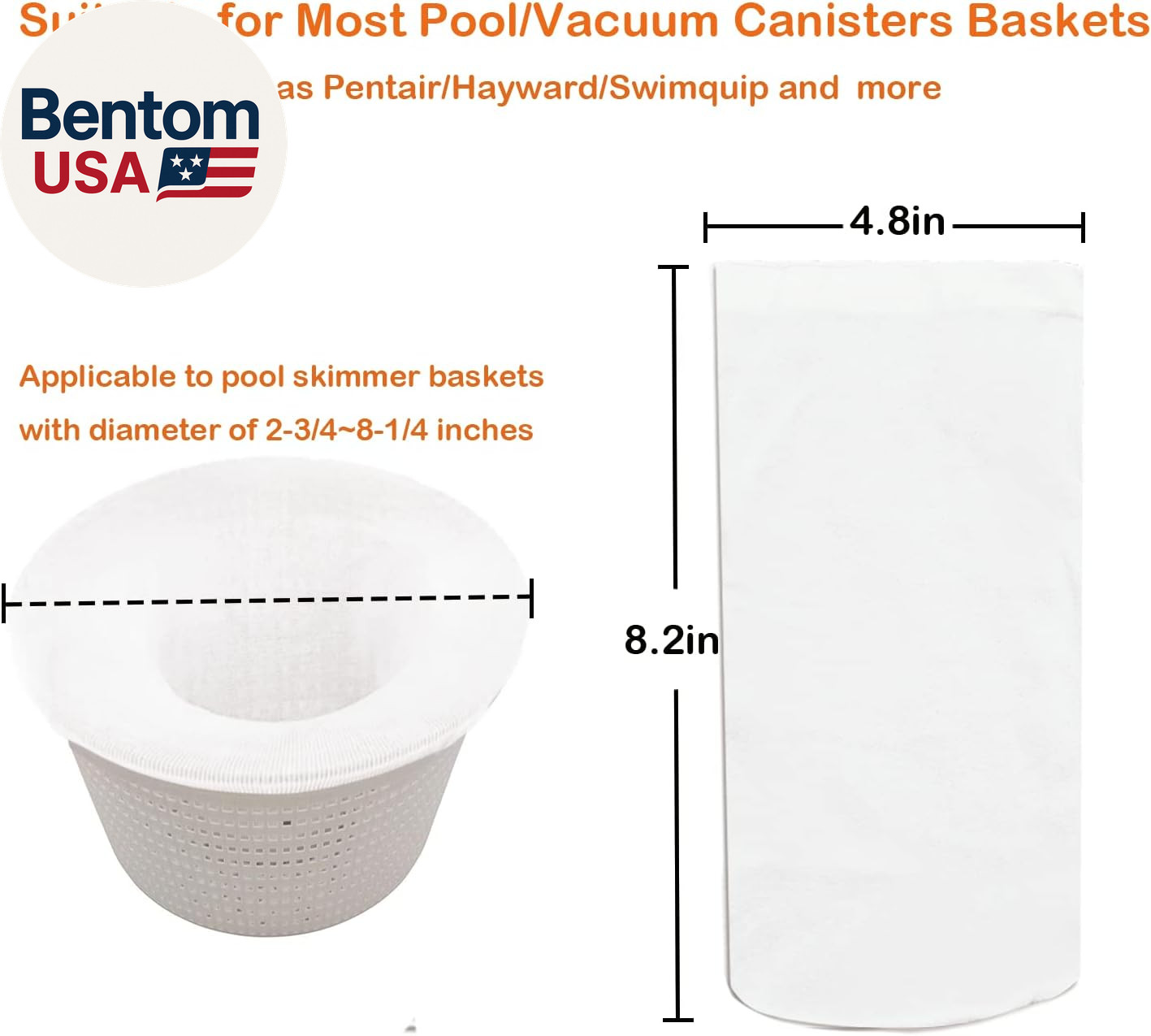200 Pack Pool Skimmer Socks, Reusable Pool Socks for Skimmer Basket, Skimmer Soc