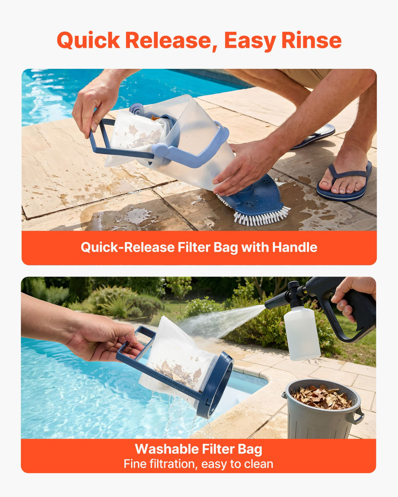 Cordless Pool Vacuum 26 GPM Rechargeable Spa Hot Tub Cleaner w/ Extension Pole