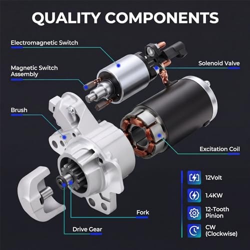 N New Starter Motor Replacement Compatible with Chevy Traverse 09-17, 17986