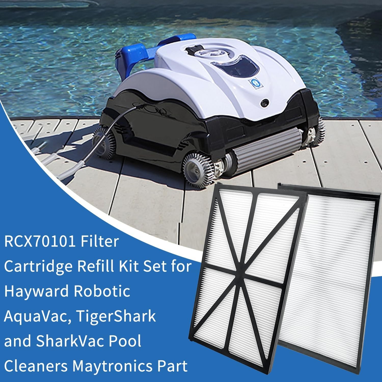 4 PCS RCX70101 Filter Cartridge Refill Kit Set for Hayward Robotic Aquavac Tiger