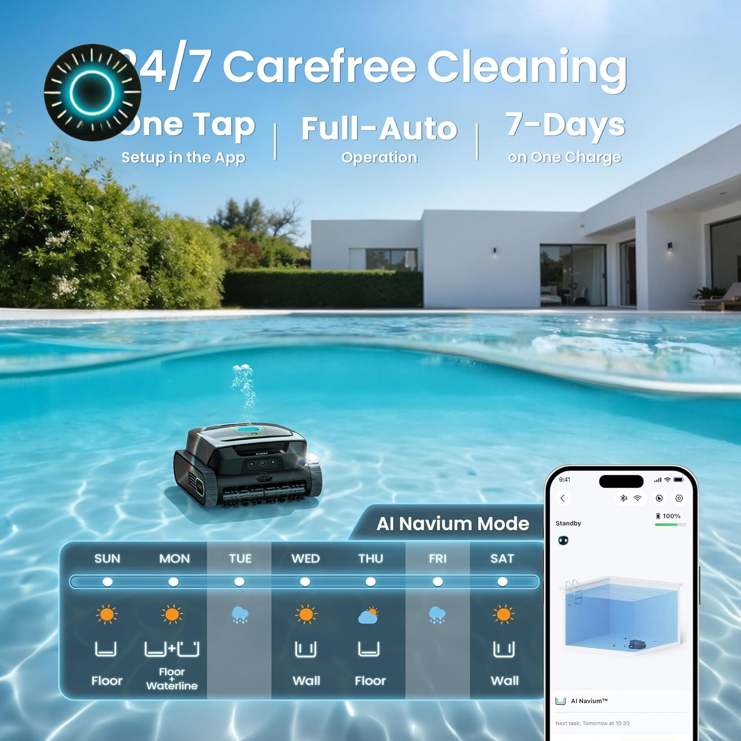 Scuba V3 AI Vision Cordless Robotic Pool Cleaner 10X Faster Pool Cleaning with