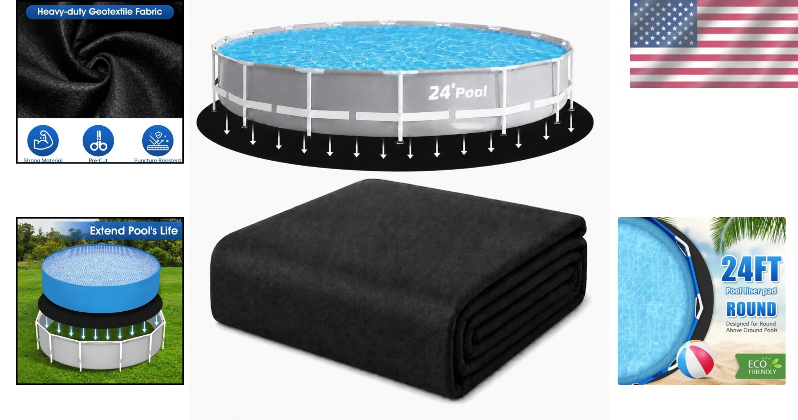 Geotextile Fabric Pool Pad 24ft Durable Under Liner Solution for Grass Free Area