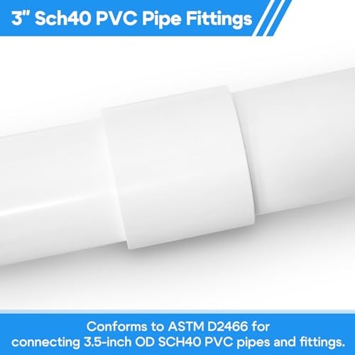 Cinsda 3 Inch SCH40 PVC Pipe Coupling Adapter, Heavy Duty UPVC 3 Inch-1 Pack