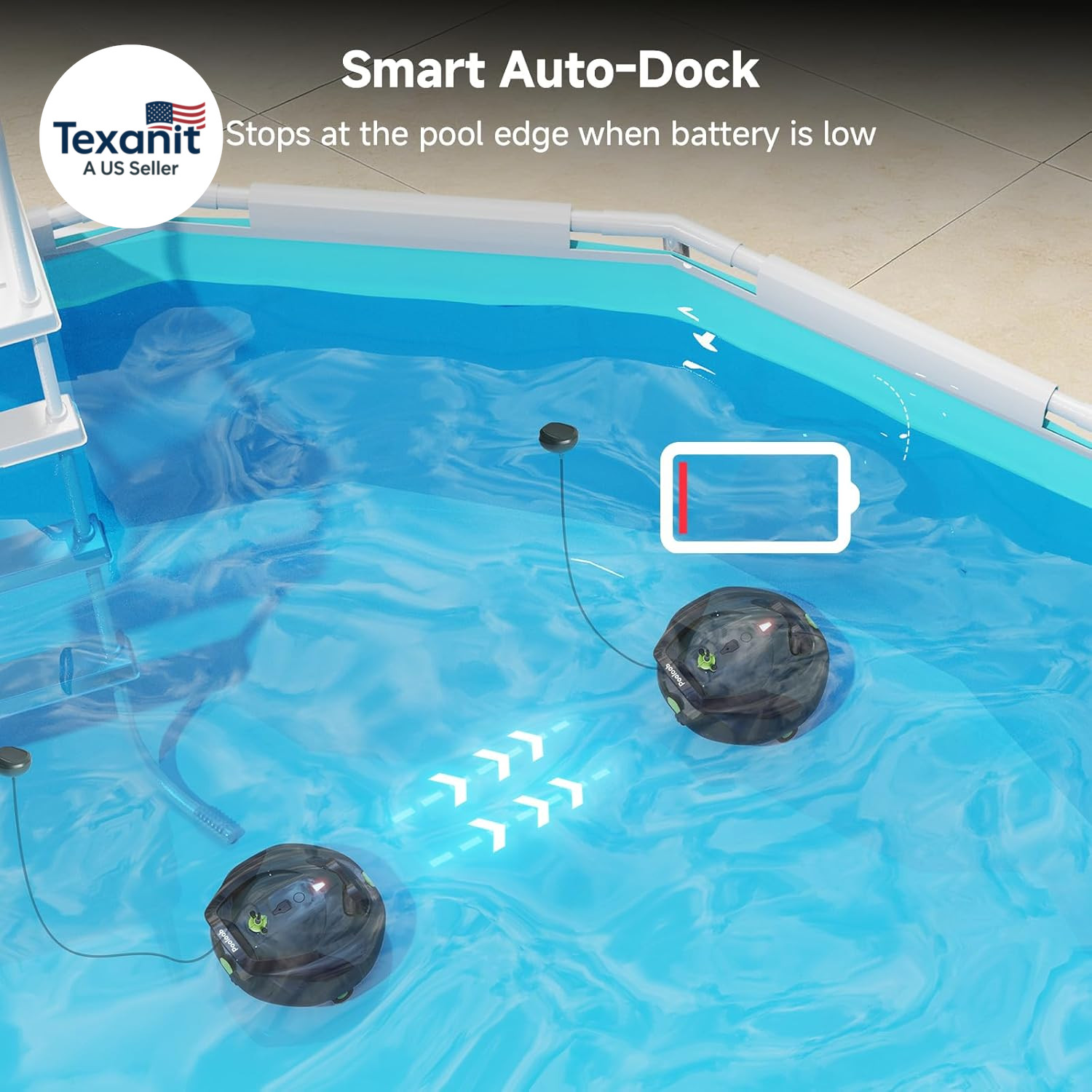 PF1 Cordless Pool Vacuum Cleaner Robot for Daily Pool Maintenance, Floor Only Cl