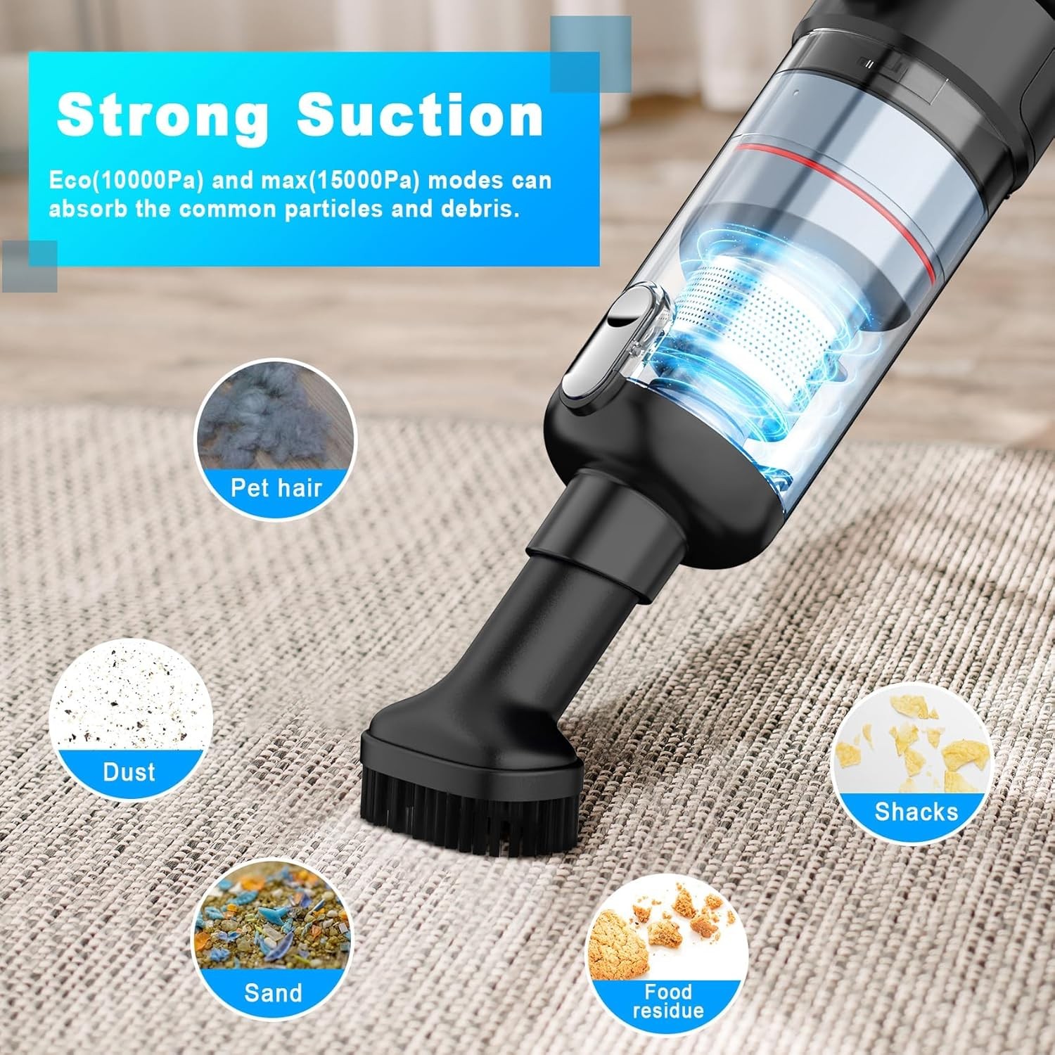 Handheld Vacuum Cordless – Car Vacuum Cleaner with Brushless Motor, Fast Charge,