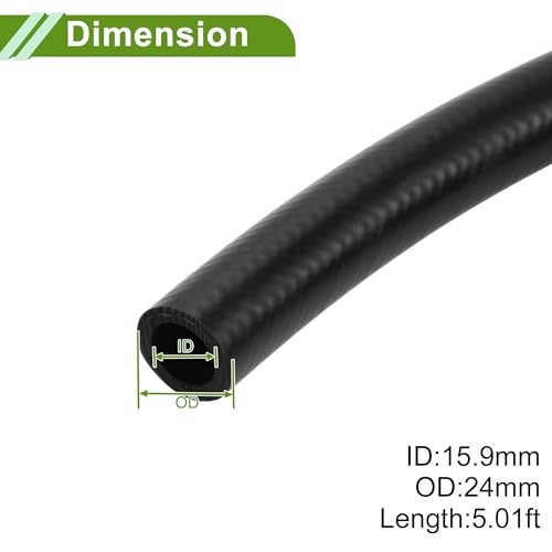 Fuel Line Kit 5ft Vacuum Hose Automotive Fuel Hose with 5 Clamps 1 Set 5/8&Prime;