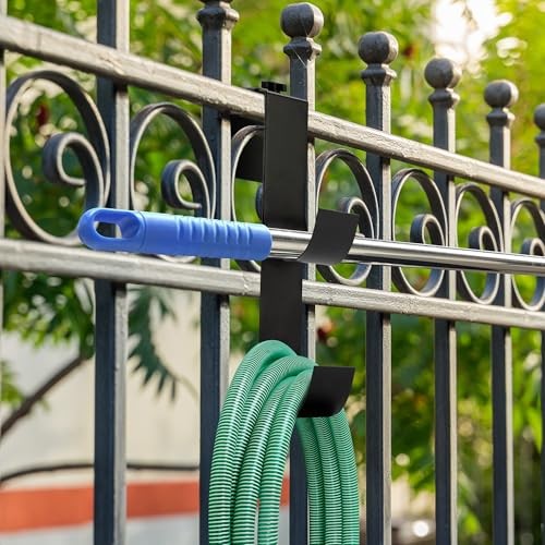 codree Adjustable Pool Fence Hooks for Pool Equipment, Black Heavy Duty 4 Pcs