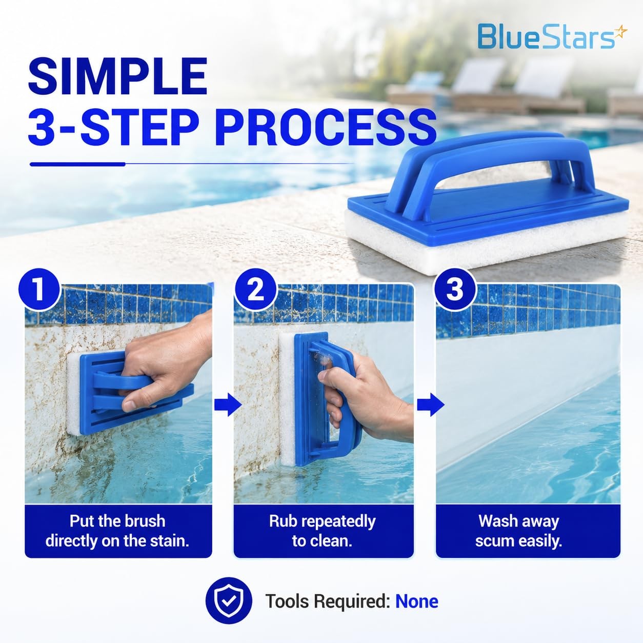 Heavy Duty Hand-Held Sponge Pool Scrub Brush – for Tile, Grout, Walls, Vinyl …
