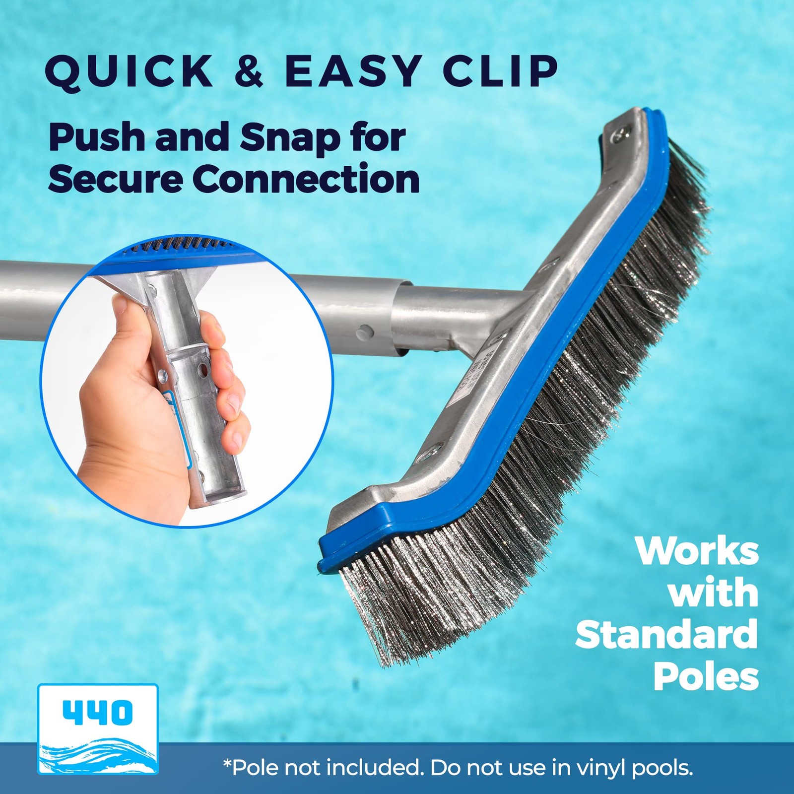 18 Inch Stainless Steel Pool Cleaning Brush for Concrete and Plaster Pools