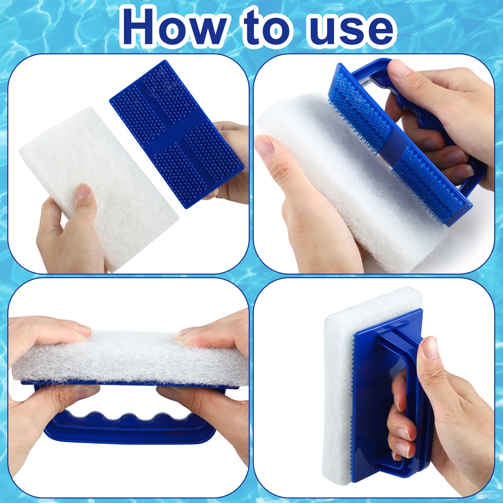 3 Pack Hand-Held Pool Scrub Brush Pool Cleaning Scrubbing Sponge Pad Bathroom…