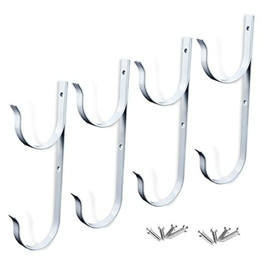 4 PCS Set Pool Pole Hangers Heavy Duty Aluminium Holder Hooks with White