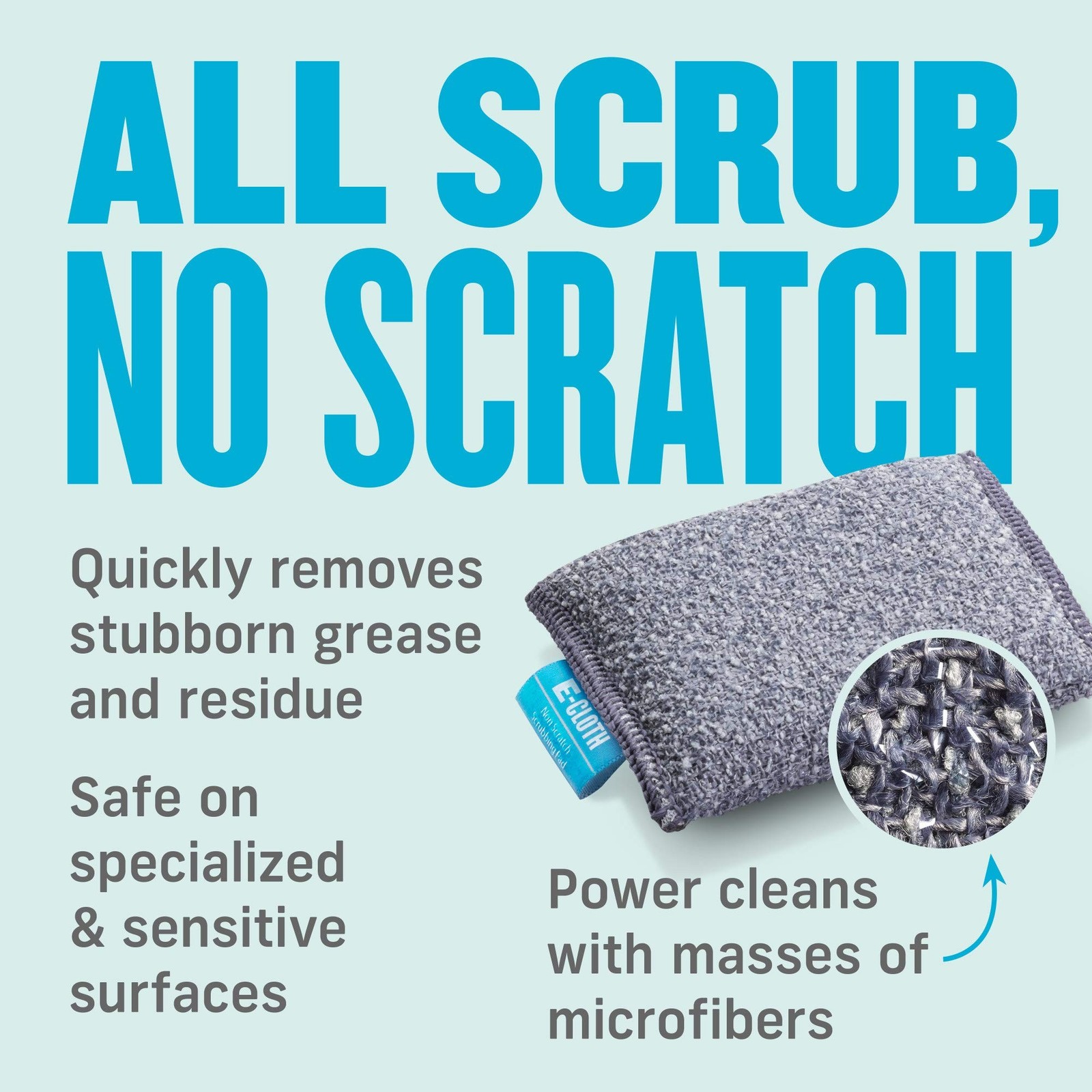 Microfiber Non-Scratch Scrubbing Thick Pads 2-Pack, Washable, Streak-Free Clean