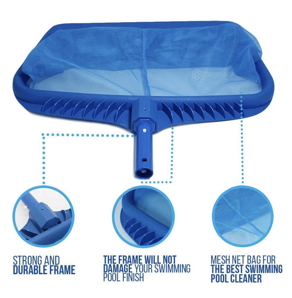 2 Pack-Pool Skimmer Net Heavy Duty Leaf Rake Fine Mesh Net Bag Catcher