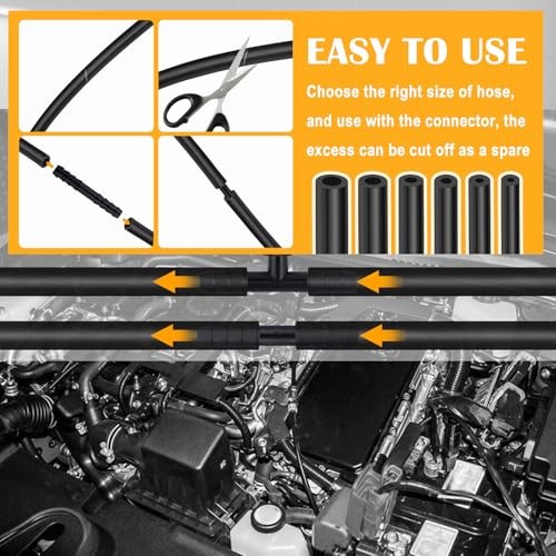 6PCS 5Ft Silicone Vacuum Hose Automotive,Vacuum Lines Automotive Kit Black