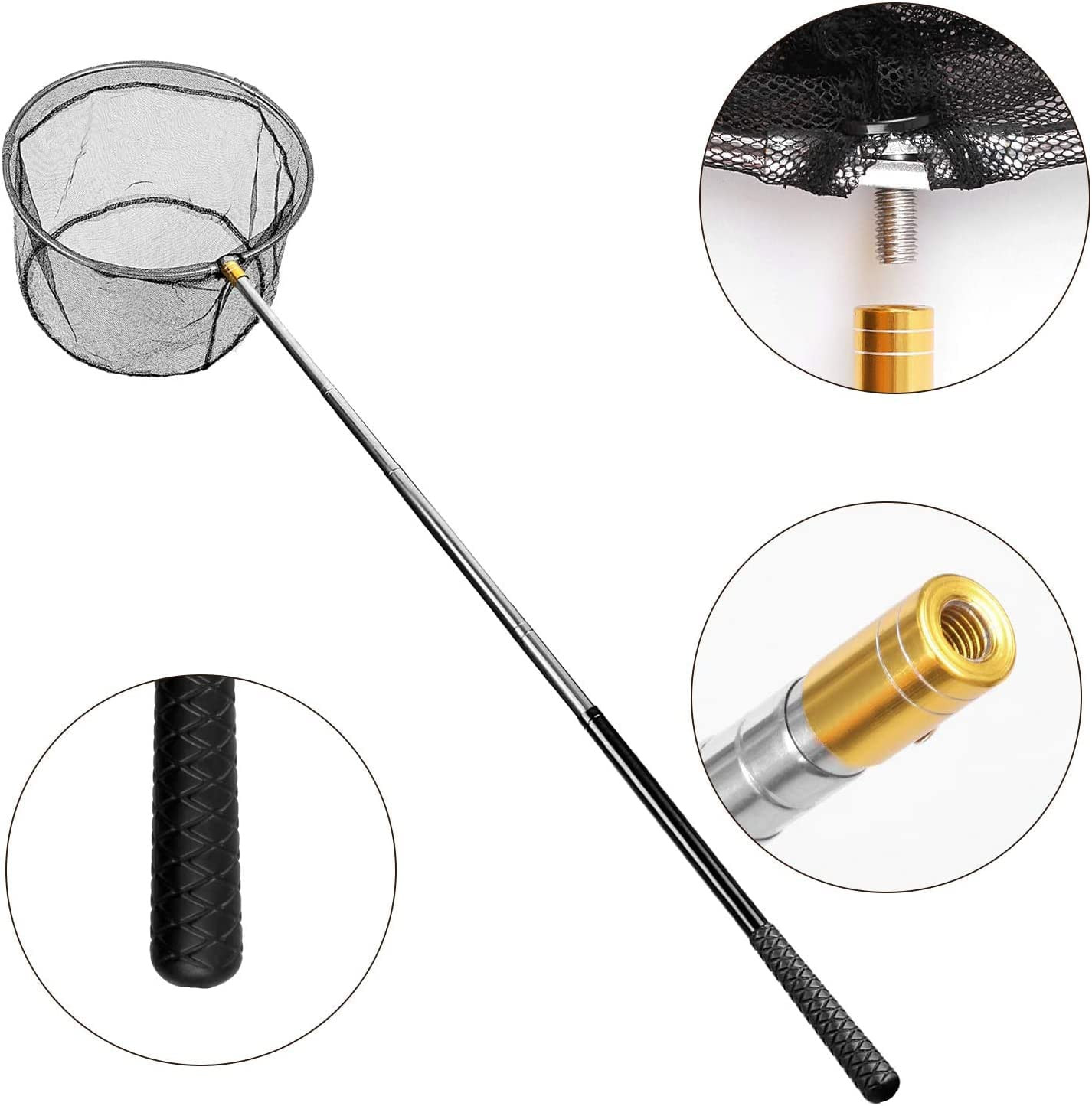 Pool Skimmer Net with Stainless Steel Telescopic Pole,58&Prime; Extendable Leaf Skimme