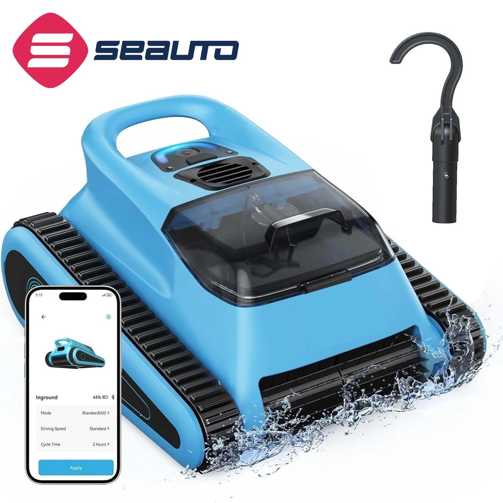 Seauto Cordless Pool Robot Cleaner 3H Floor/Wall/Waterline Cleaning APP Support