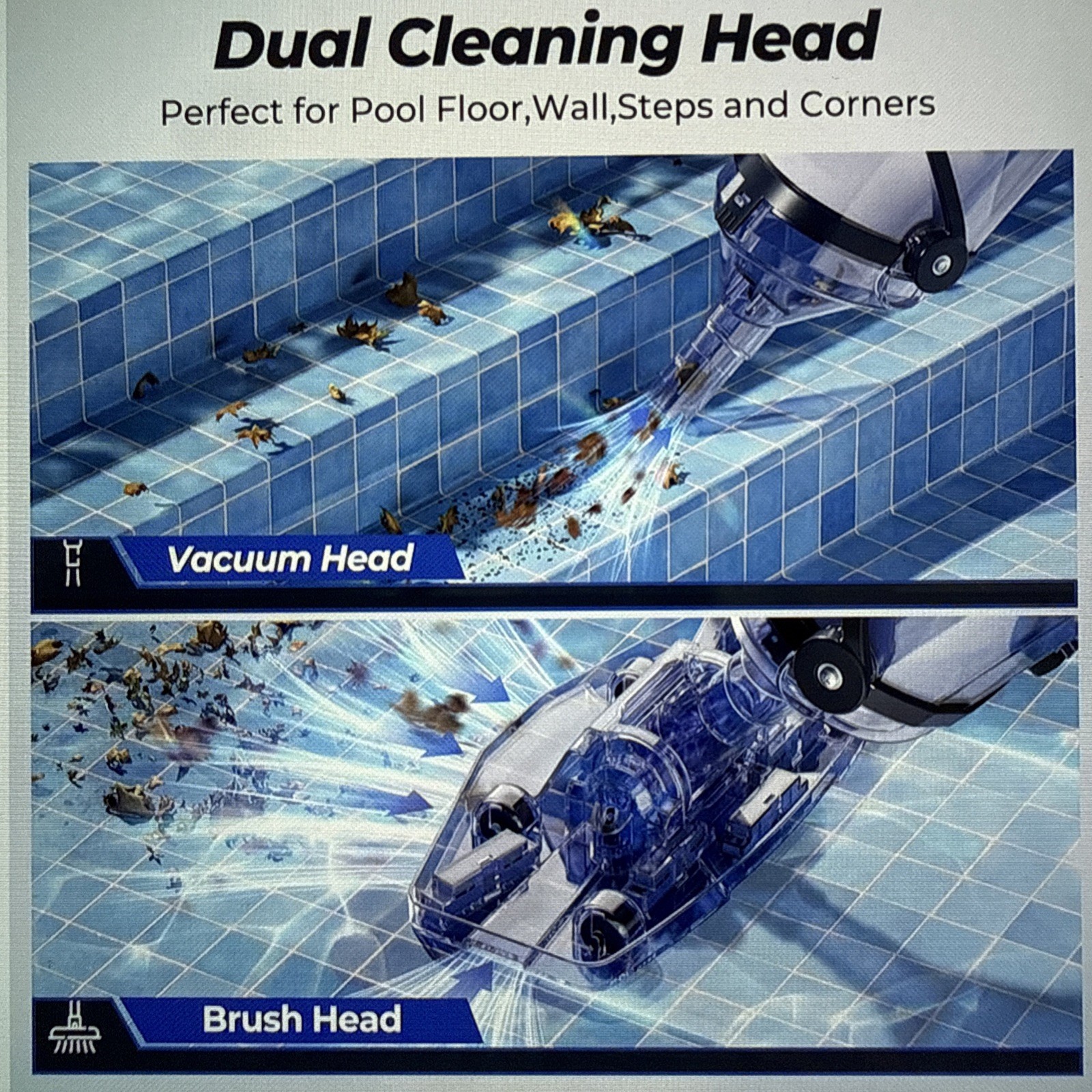 Handheld Pool Vacuum, JESIMAIK Rechargeable Pool Cleaner 18V 18.5 GPM, 60 Min