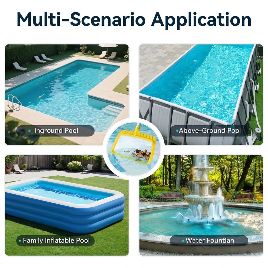 Monitok Professional Pool Skimmer Net with Yellow Frame & 30-Mesh – Heavy Dut…