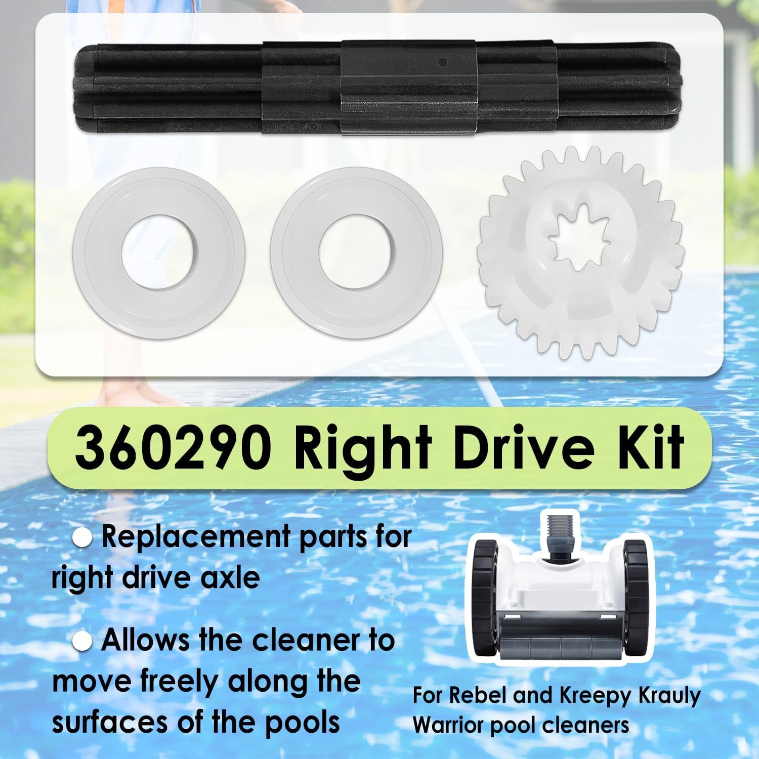 360289 360290 Right & Left Drive Axle Kit for Rebel & Warrior Kreepy Krauly Pool