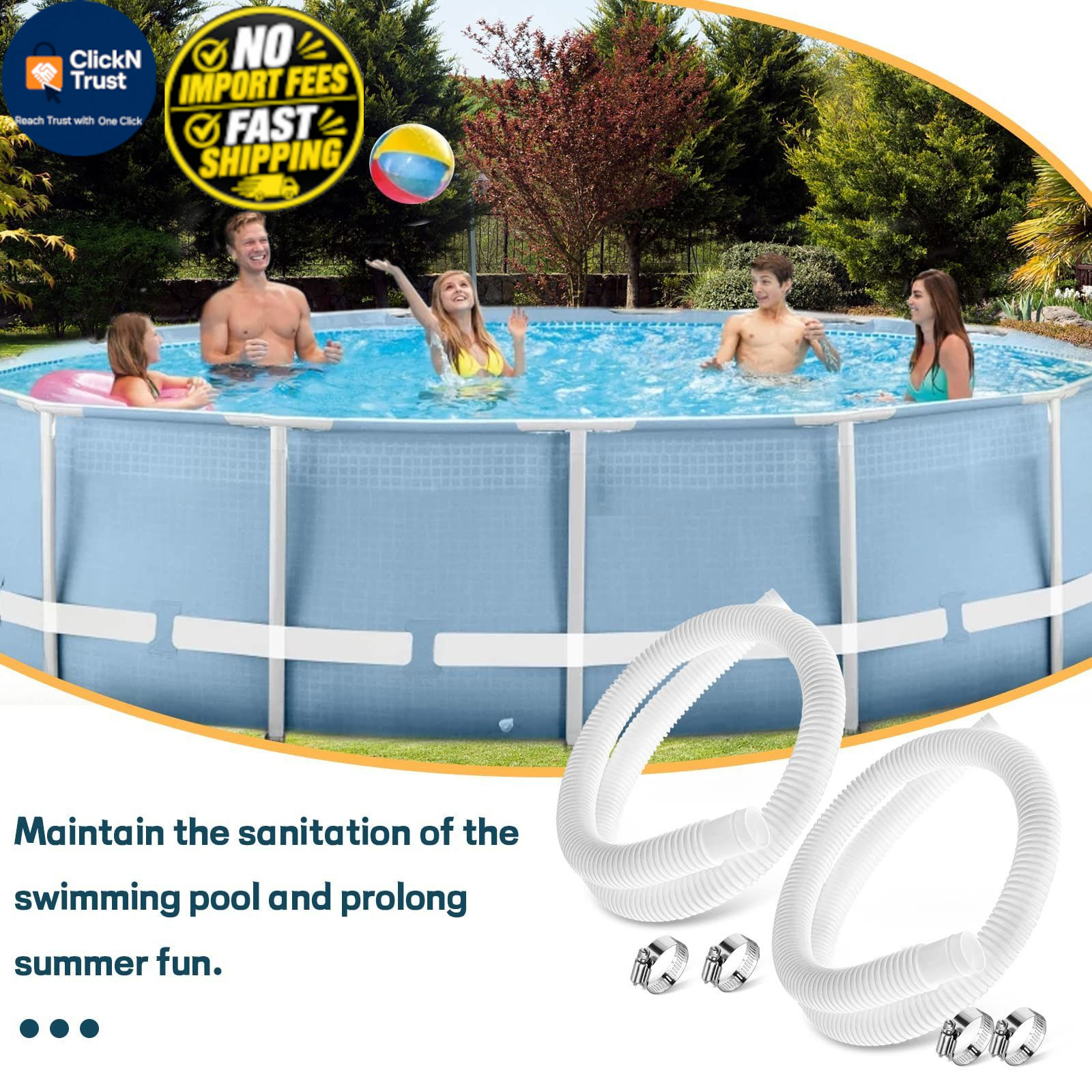 1.25&Prime; Pool Hose Replacement for Intex Pump – 59&Prime; 1.25 inches, Translucent