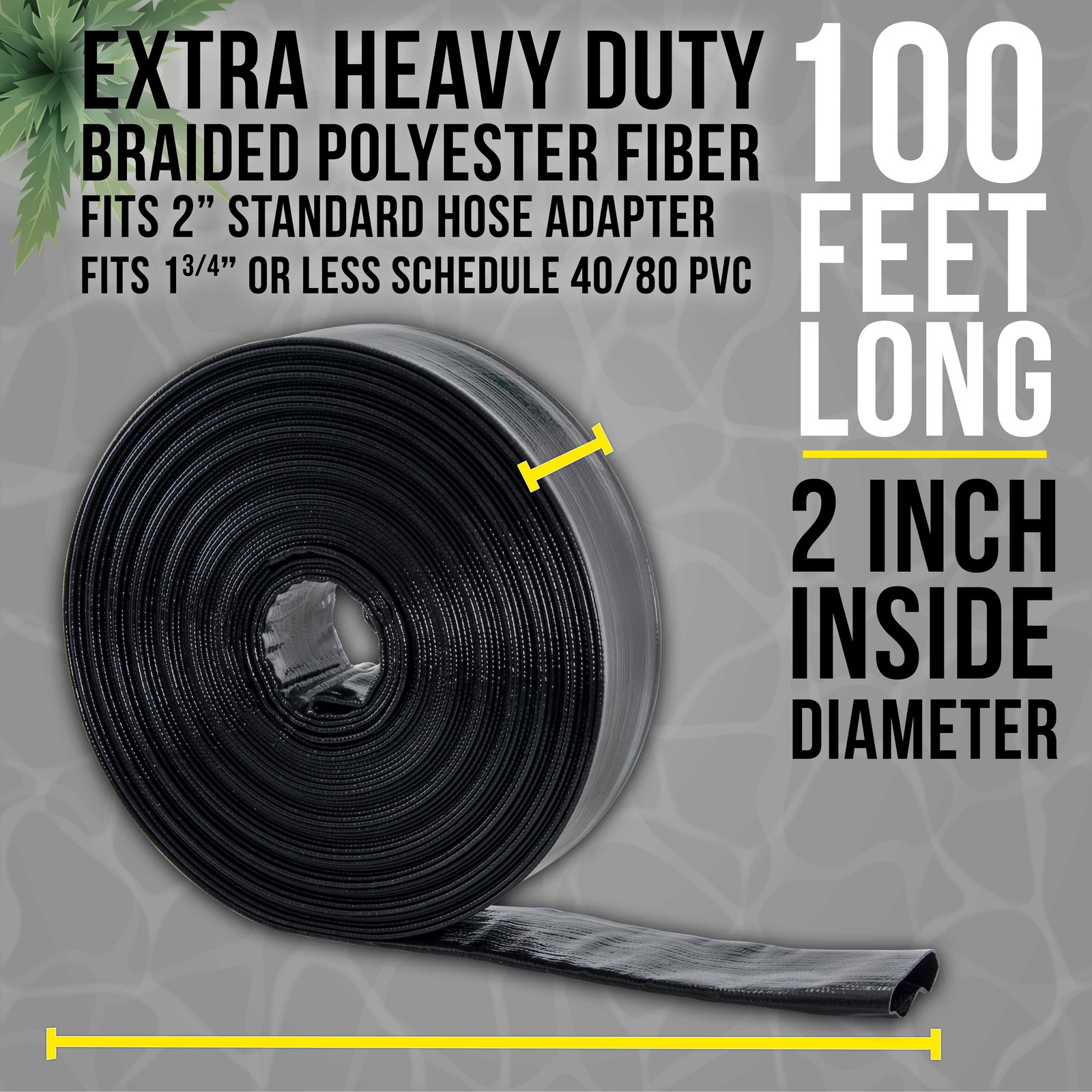 U.S. Pool Supply Black Rhino 2&Prime; x 100&prime; Pool Backwash Hose with Hose Clamp
