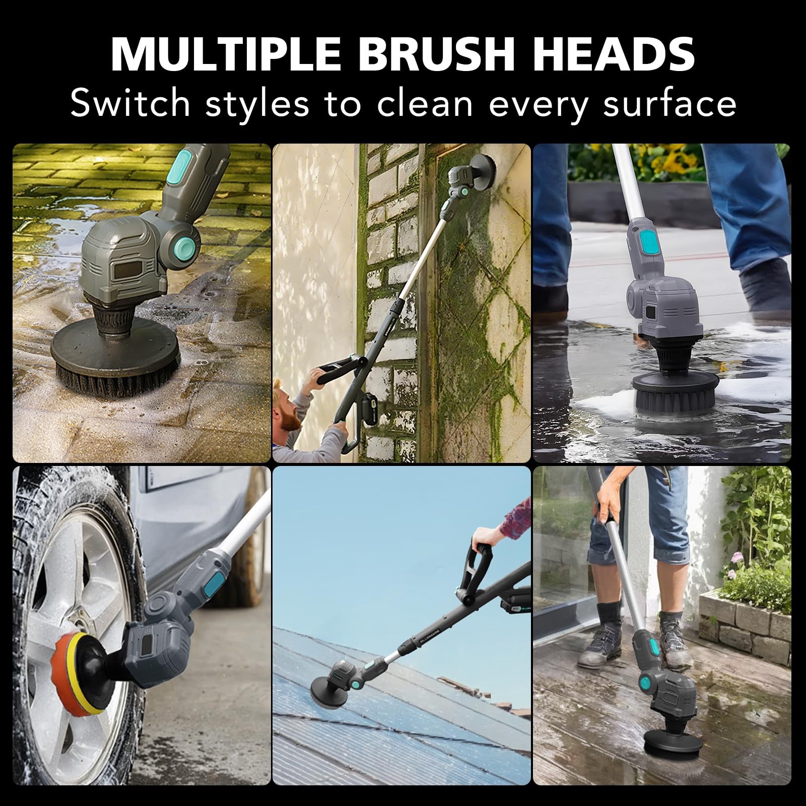 20V Cordless Spin Scrubber with Replaceable Battery, Electric Cleaning Brush …