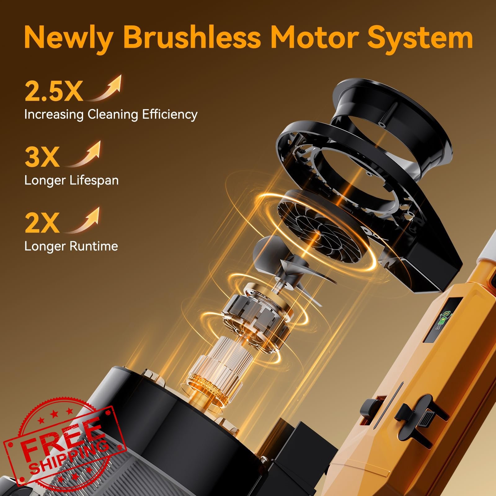 Orange Cordless Pool Vacuum Telescopic Pole 30 GPM Suction Rechargeable