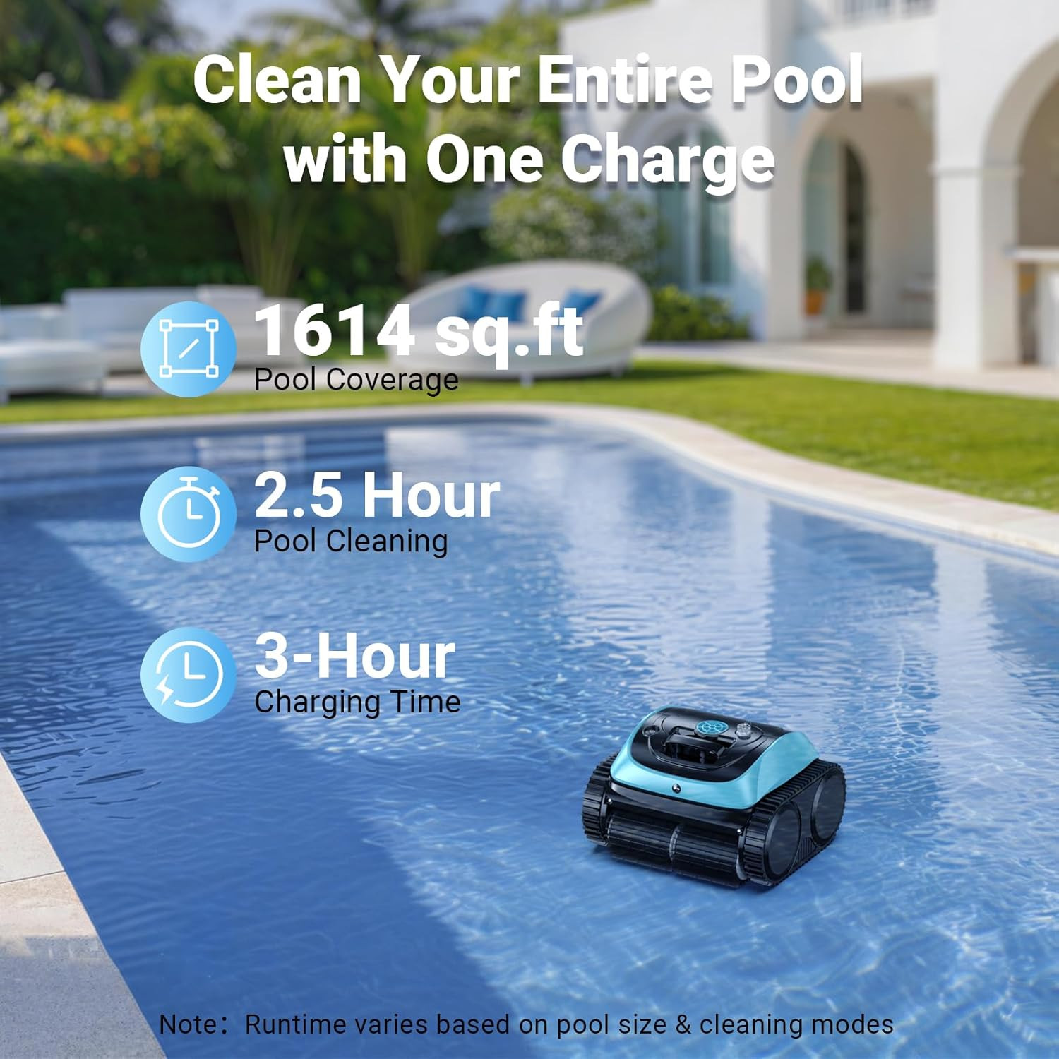 2026 Cordless Pool Vacuum, 4-in-1 Cleaner, 150 Min Runtime, APP Control