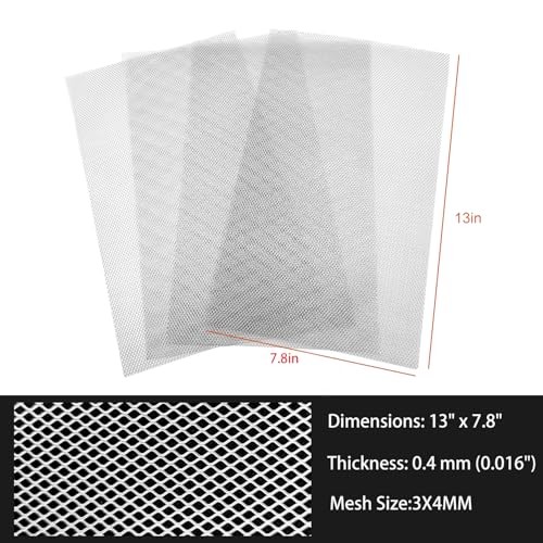 -Pack Silver Aluminum Mesh Screen 8&Prime; x 13&Prime;, 0.016&Prime; Thick 3x4mm Rhombus 4