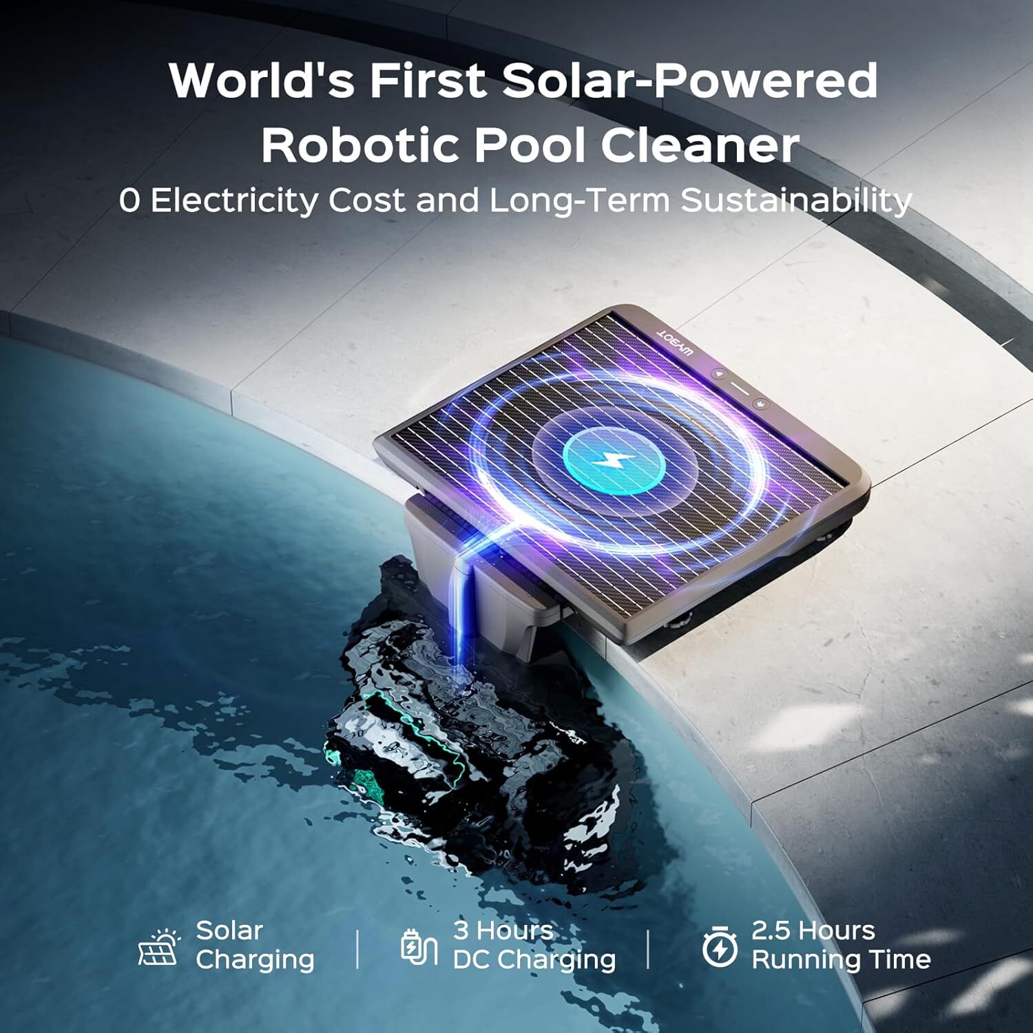 WYBOT S2 Robotic Pool Vacuum Wall Climbing Solar Pool Cleaner for Inground Pools