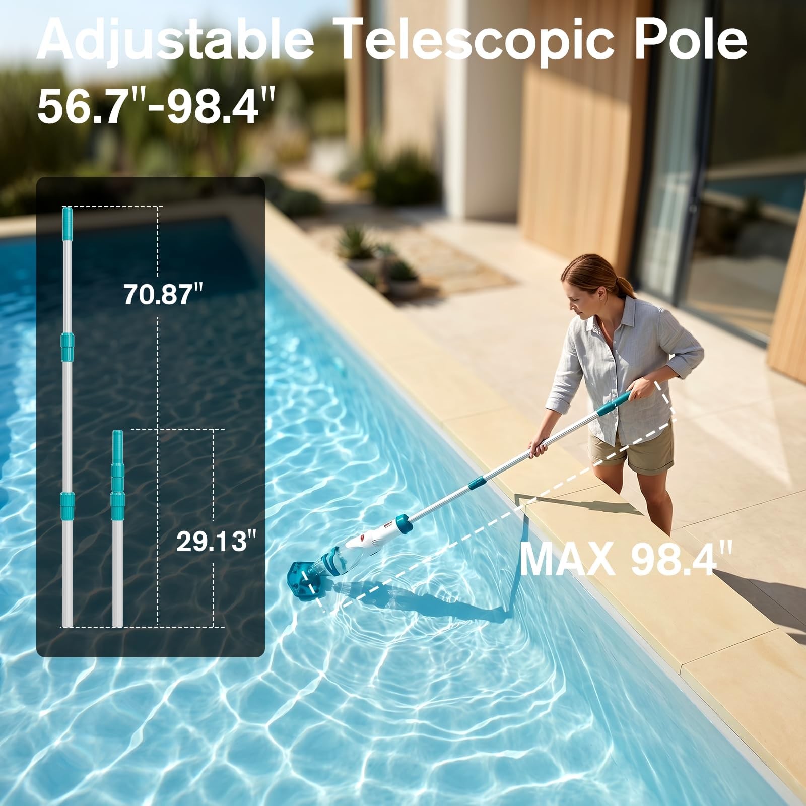 2026 Upgraded Cordless Pool Vacuum for Above Ground Pools, Dual Modes BLUE
