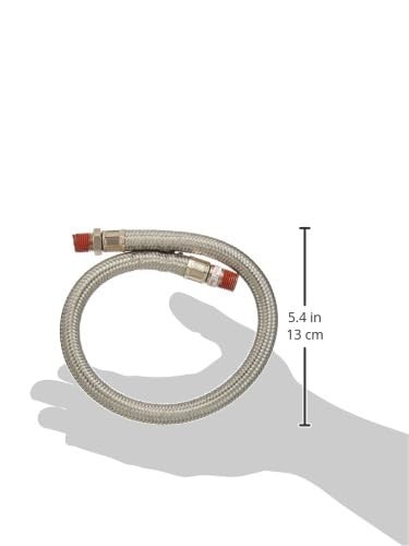 92804 18&Prime; Steel Braided Leader 18&Prime; No Check Valve Stainless 1/4&Prime; M to 1/4&Prime; M