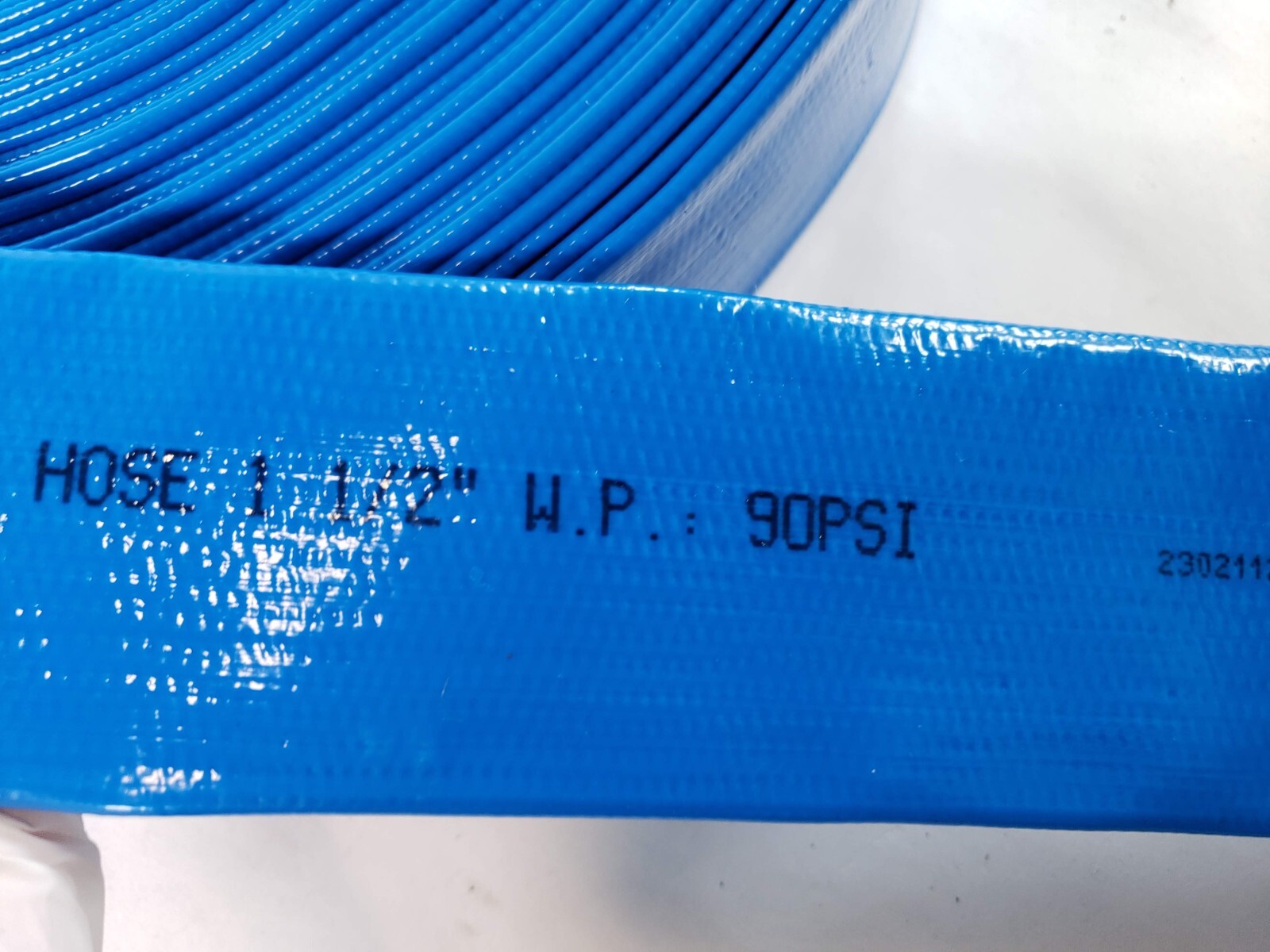 Discharge Hose 1 1/2 in x 100ft PVC Lay Flat Hose Backwash Drain Hose w/ Clamp