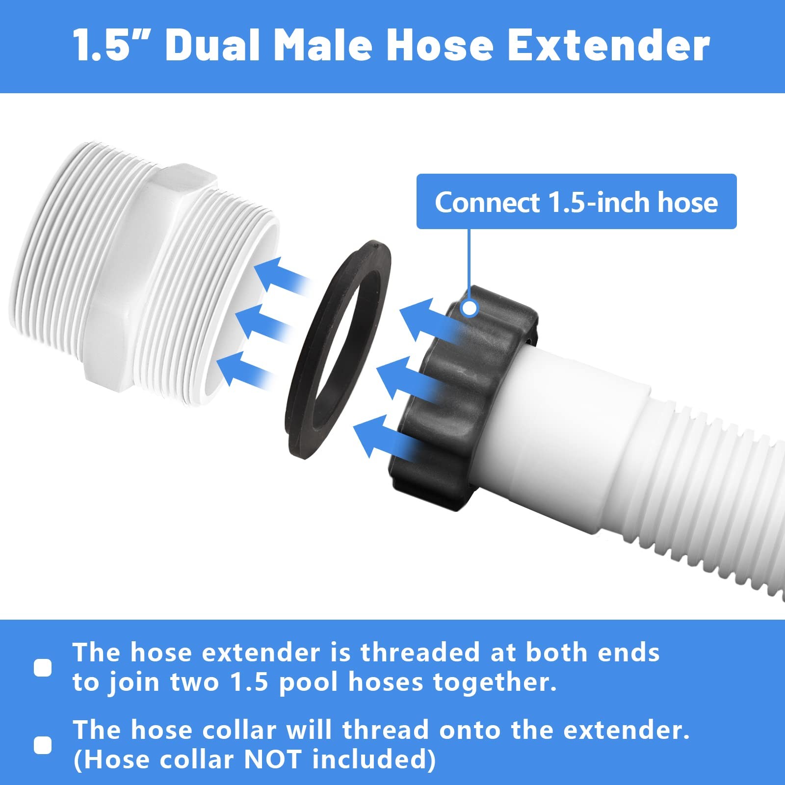 Pool Hose Adapter for Intex Above Ground Pools Pump Parts -1.5 1 Pack, White