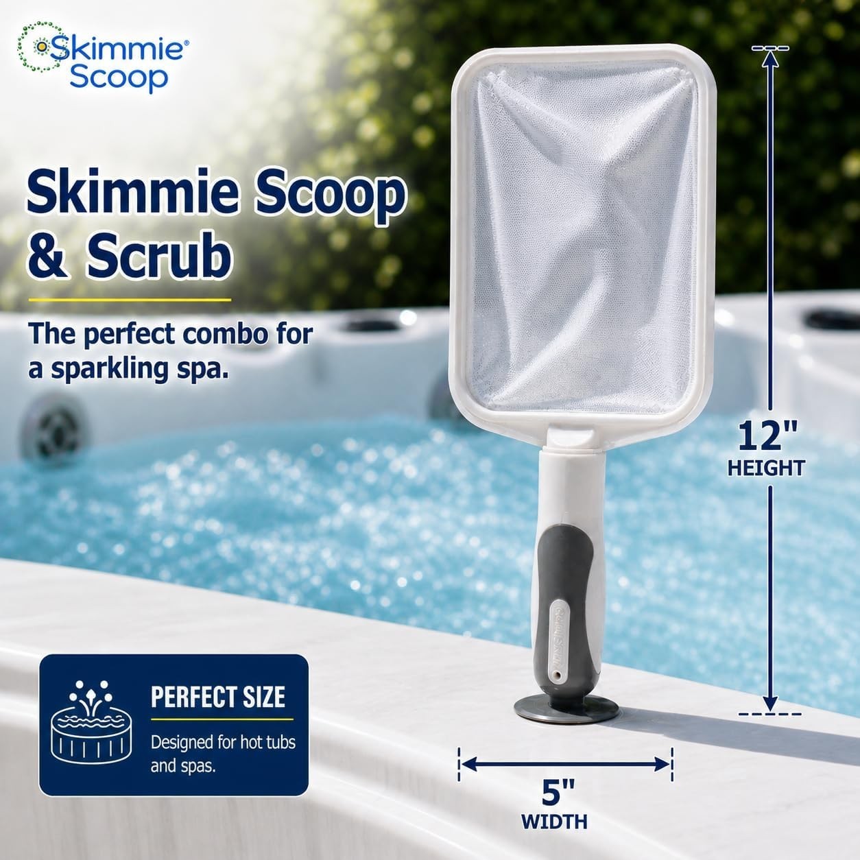 Spa Skimmer Handheld Fine Mesh Net for Pools Hot Tubs Cold Plunge Compact