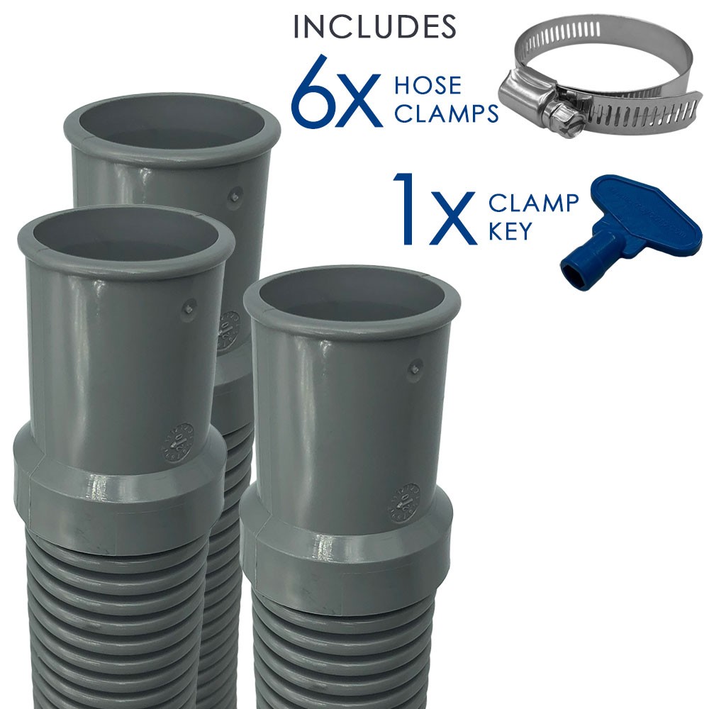 Puri Tech Heavy Duty Above Ground Filter Hose w Clamps 1.25 Inch x 6 ft – 3 pack