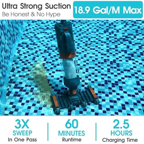 Heavy Duty Handheld Pool Vacuum – 18.9GPM Powerful Suction, 25µm Ultra Orange