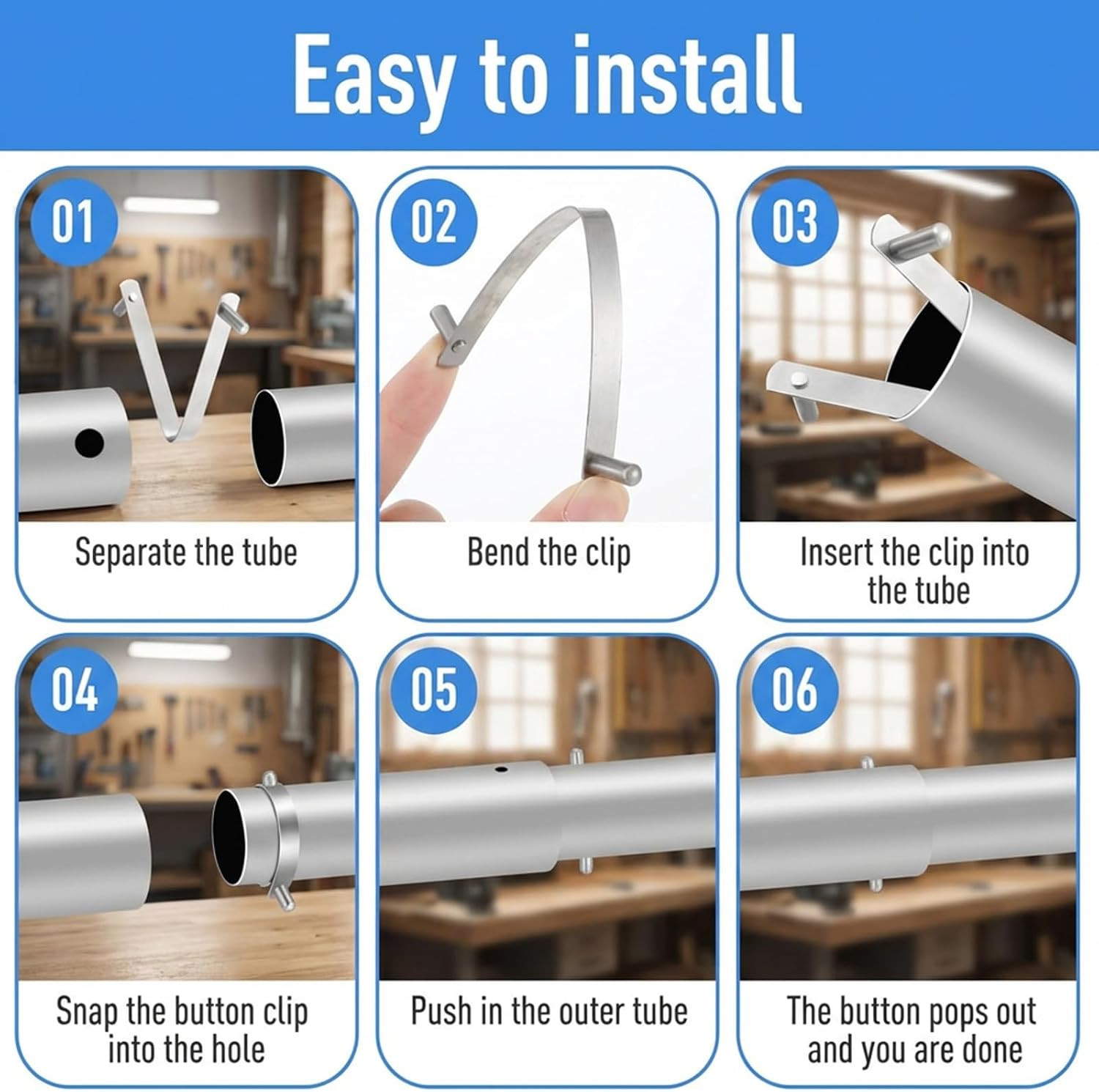 6 Pcs Pool Brush Clips, V-Shaped 304 Stainless Steel Pool Pole Clips, Double