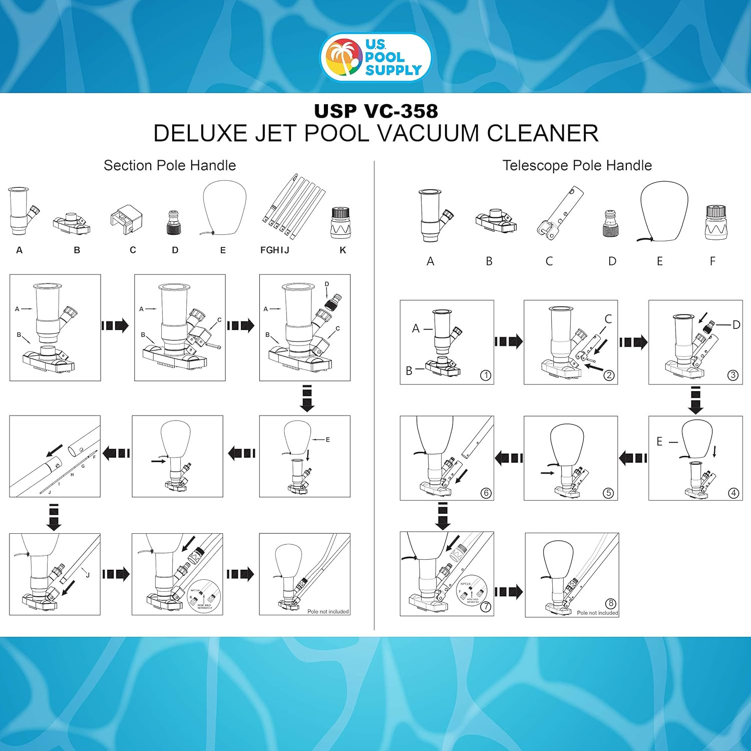 U.S. Pool Supply above Ground Pool Vacuum Cleaner, Manual Pool Vacuum Cleaner, S