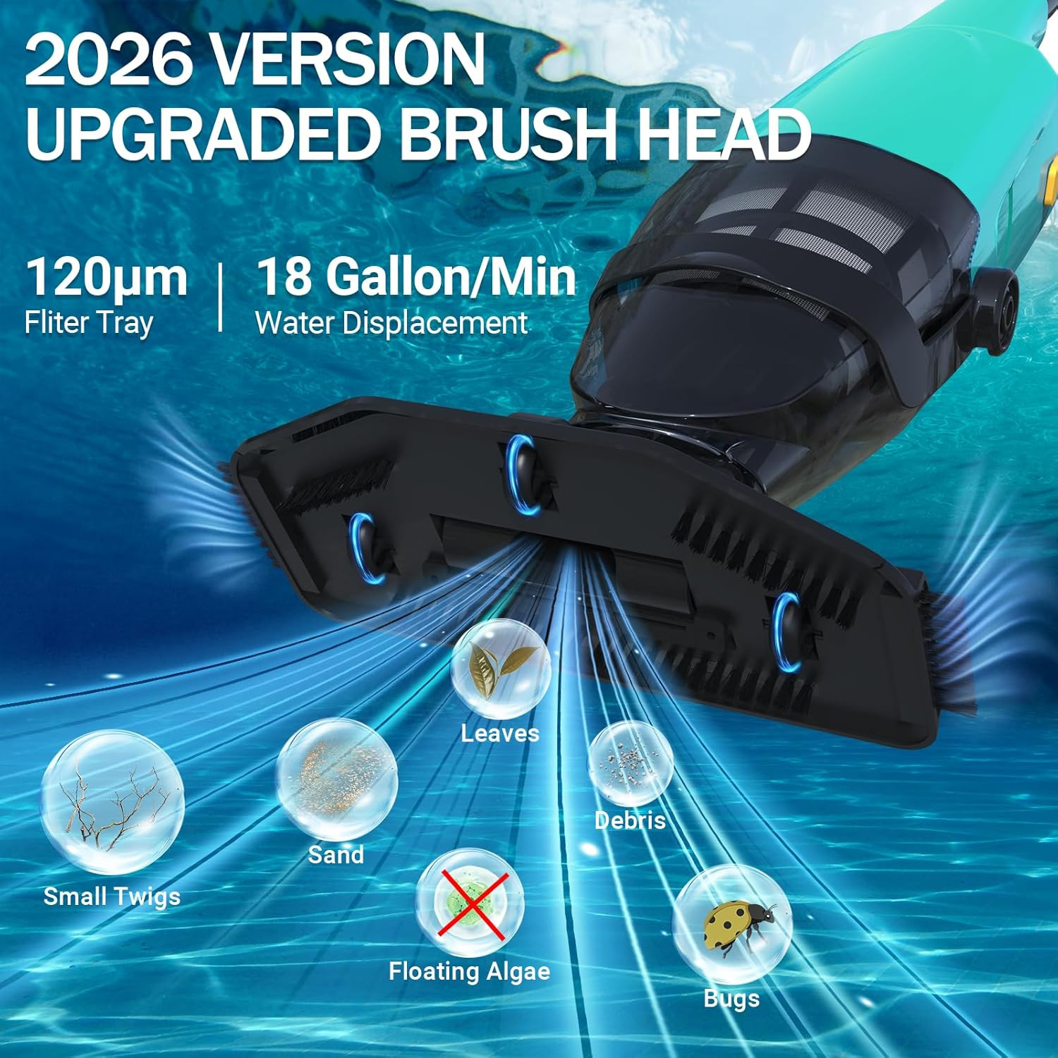 Cordless Handheld Pool Vacuum for above Ground Pool, 18GPM Powerful Suction/87”