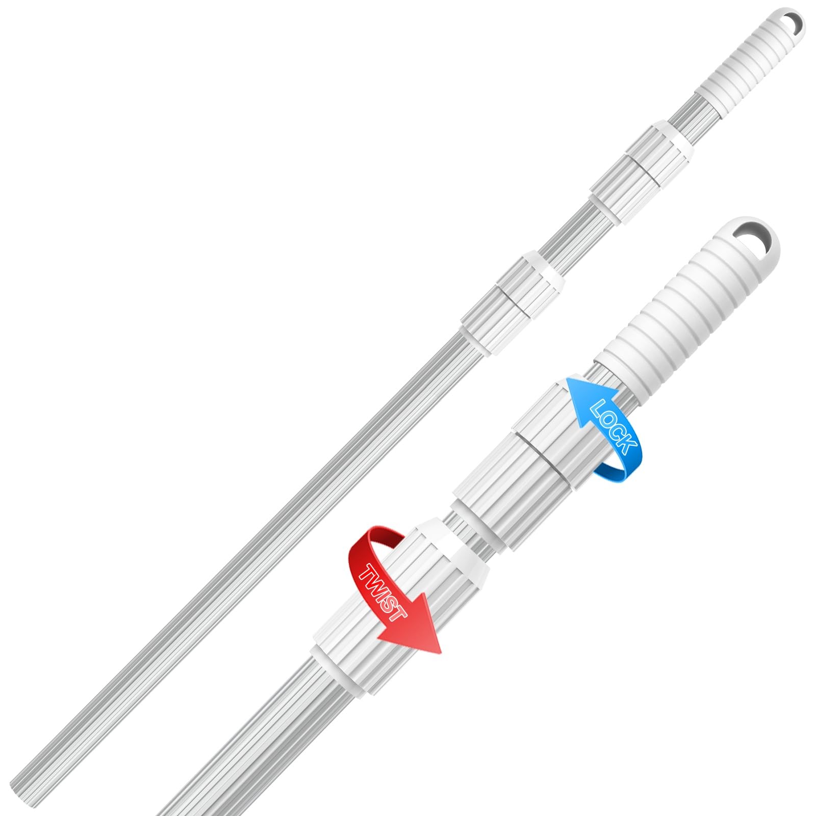 Professional 15 Foot Swimming Pool Pole Telescopic Aluminum Fits Pool Net Ski…