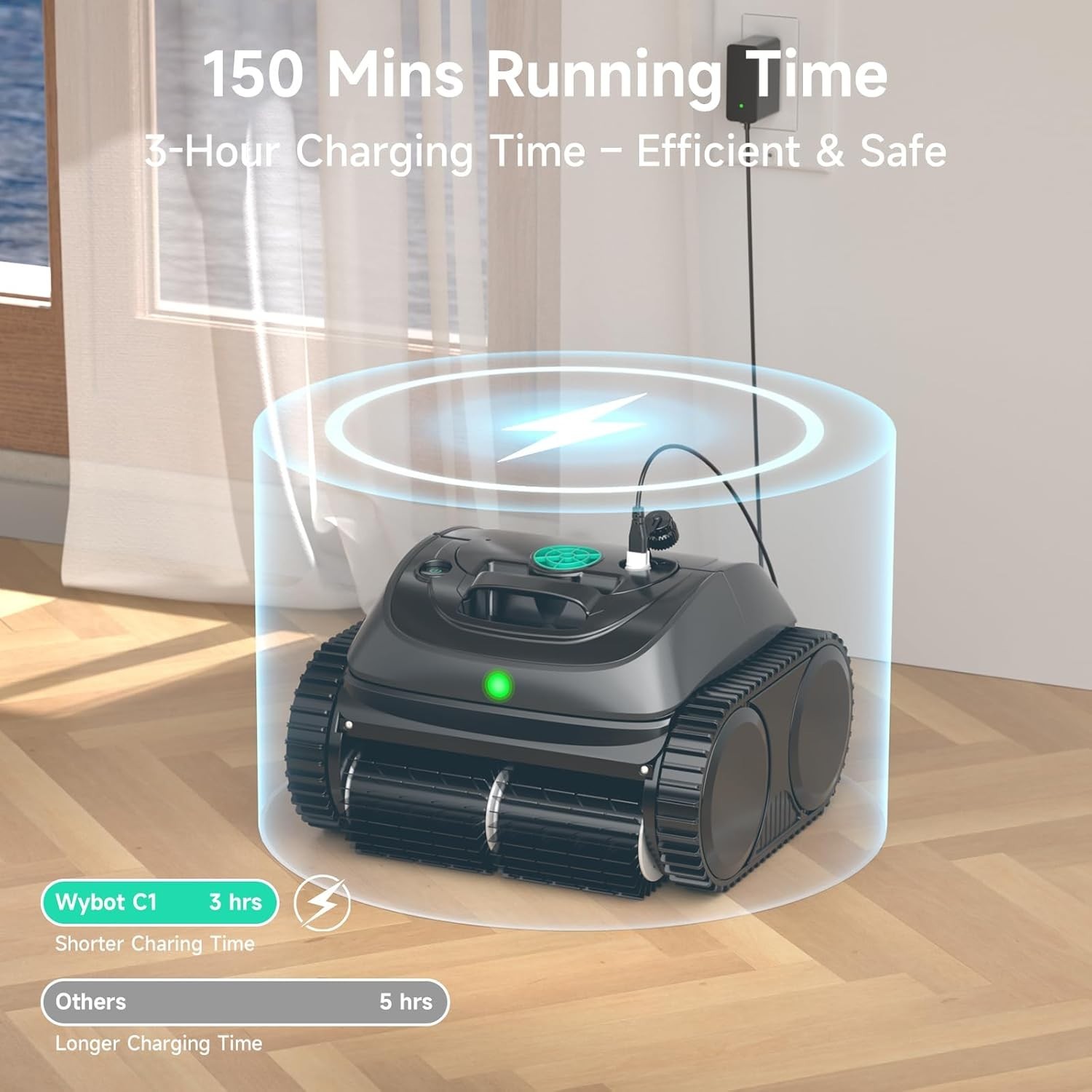 WYBOT C1 Wall Climbing Pool Vacuum Robot Cordless Robotic Pool Cleaners Inground