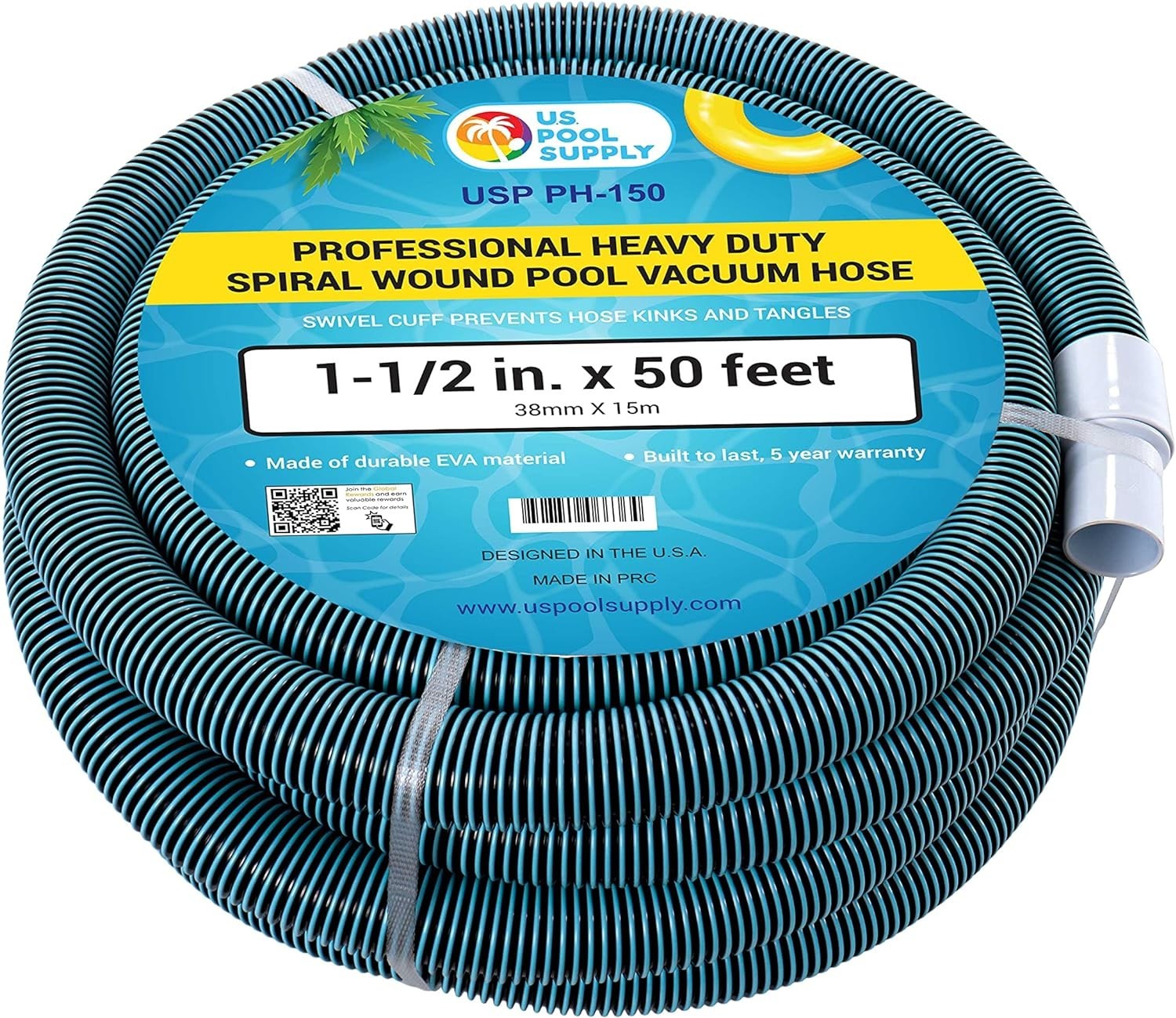 U.S. Pool Supply 1-1/2’ x 50ft Professional Swimming Pool Vacuum Hose