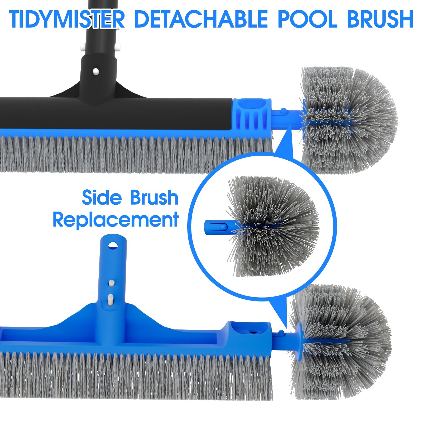 Small Pool Brush Head for Cleaning Narrow Corners Steps, Stiff Wavy Bristles rou