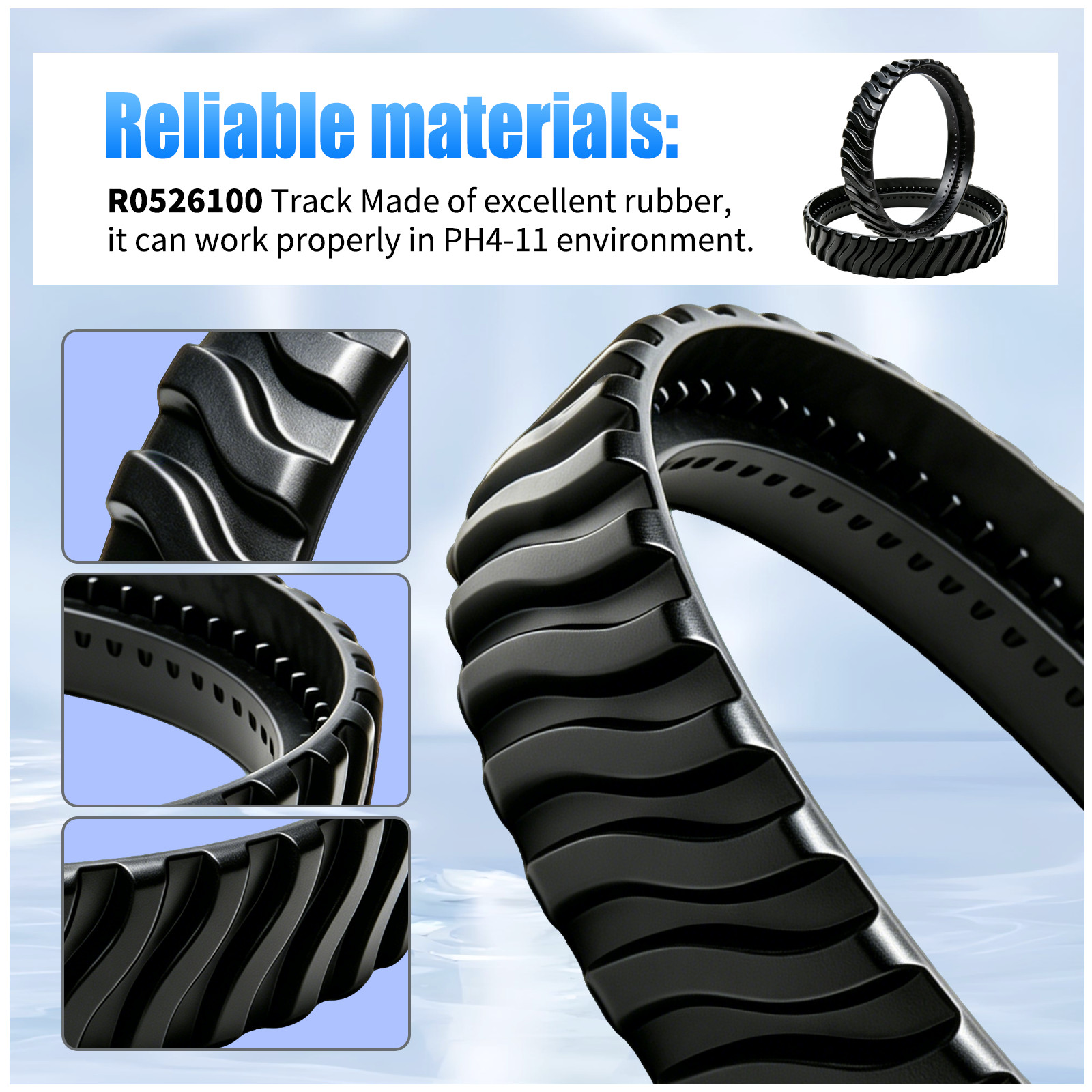 4 Pcs Pool Cleaner Tire Track R0526100 Fit for Zodiac Baracuda MX8 / MX6 Elite