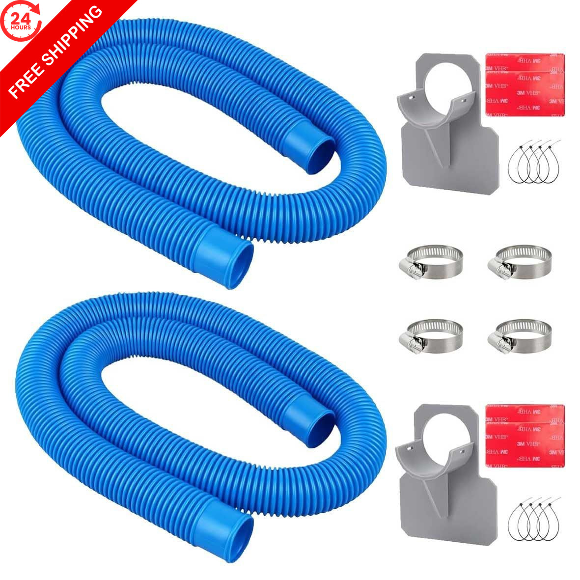 1-1/4&Prime; Pool Hoses Kit Replacement for Above 1.25&Prime; x 41 inches, Blue -2 Pack