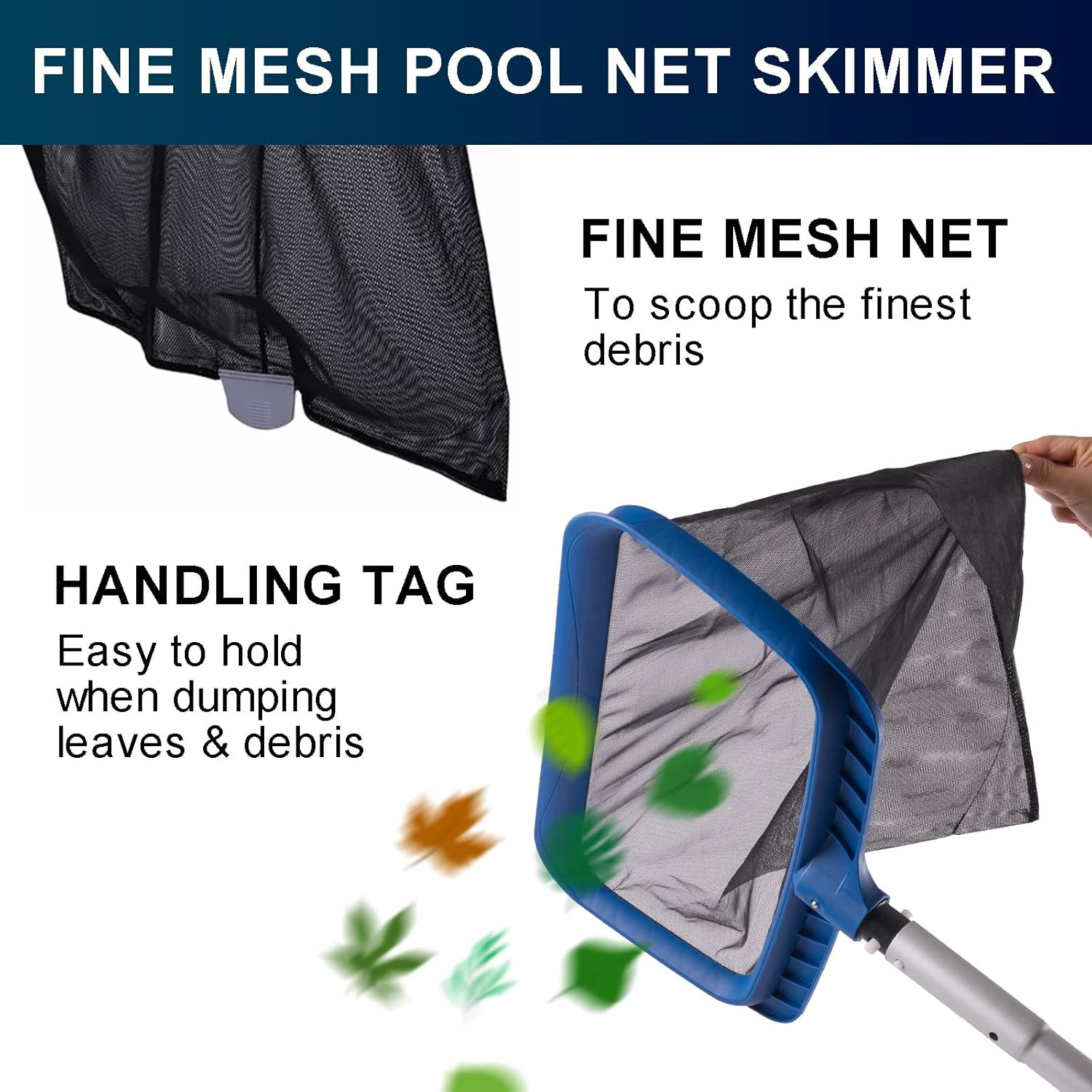 Durable Fine Mesh Pool Skimmer Net & 17.5&Prime; Pool Brush Kit