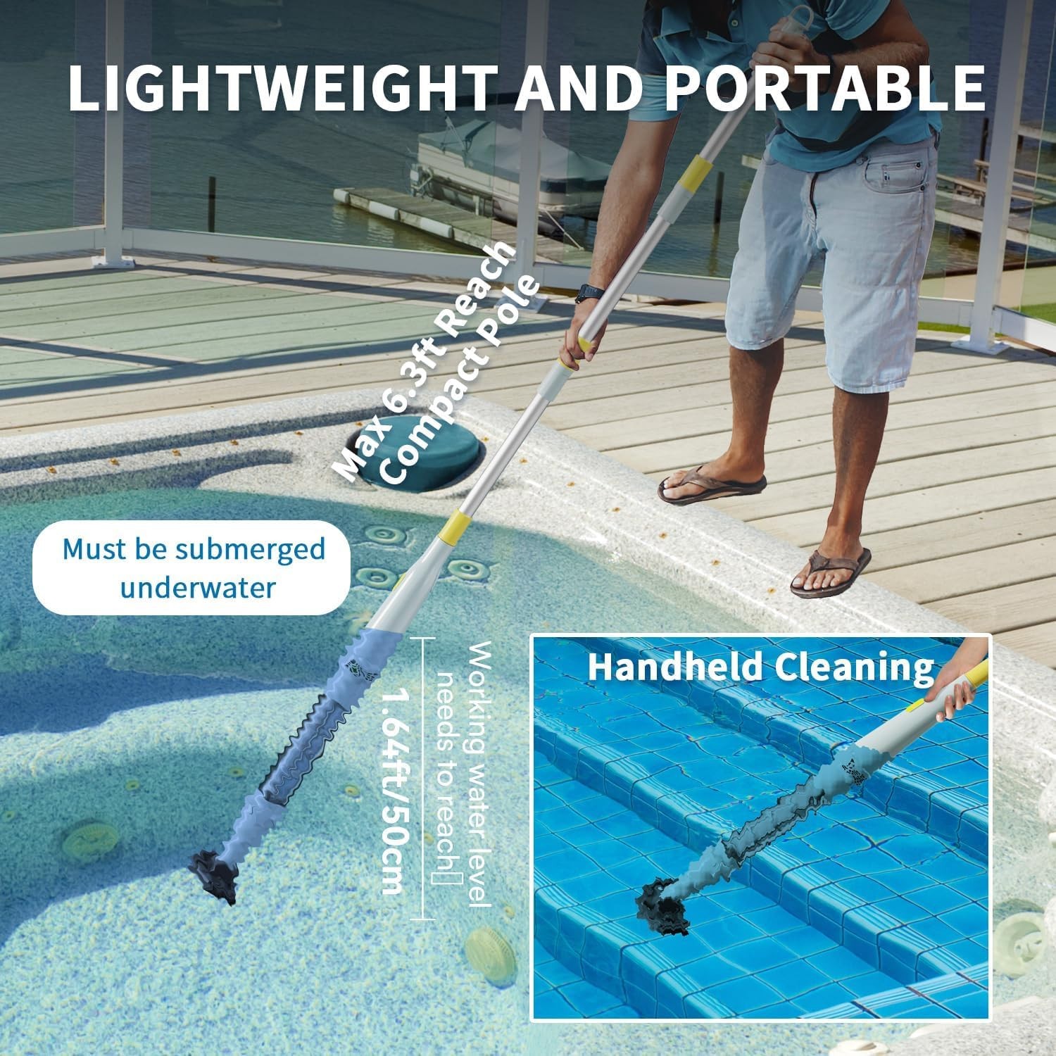 Lydsto S1 Lite Handheld Pool Spa Cleaner Cordless Vacuum IPX8 90min Runtime